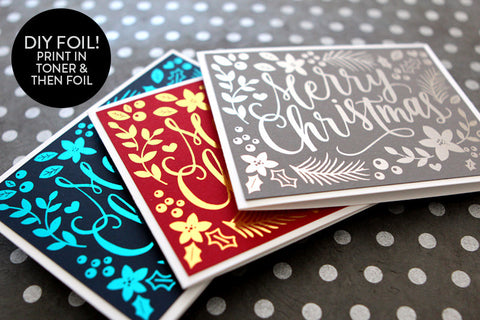 DIY Foil - Hand Painted Christmas Card Printable (black version)
