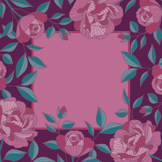 Long Line Roses Coral Mahjong Mat