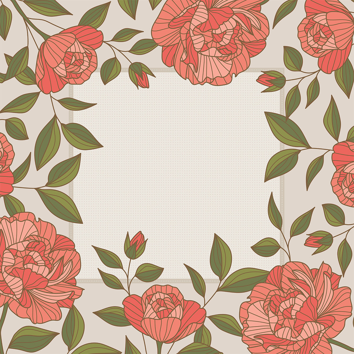 Long Line Roses Coral Mahjong Mat
