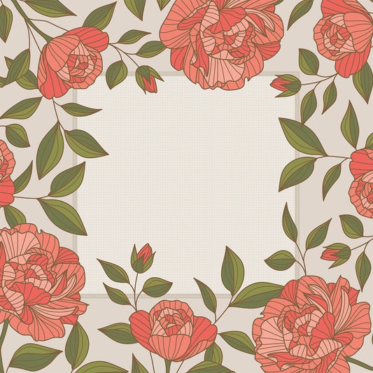 Long Line Roses Coral Mahjong Mat